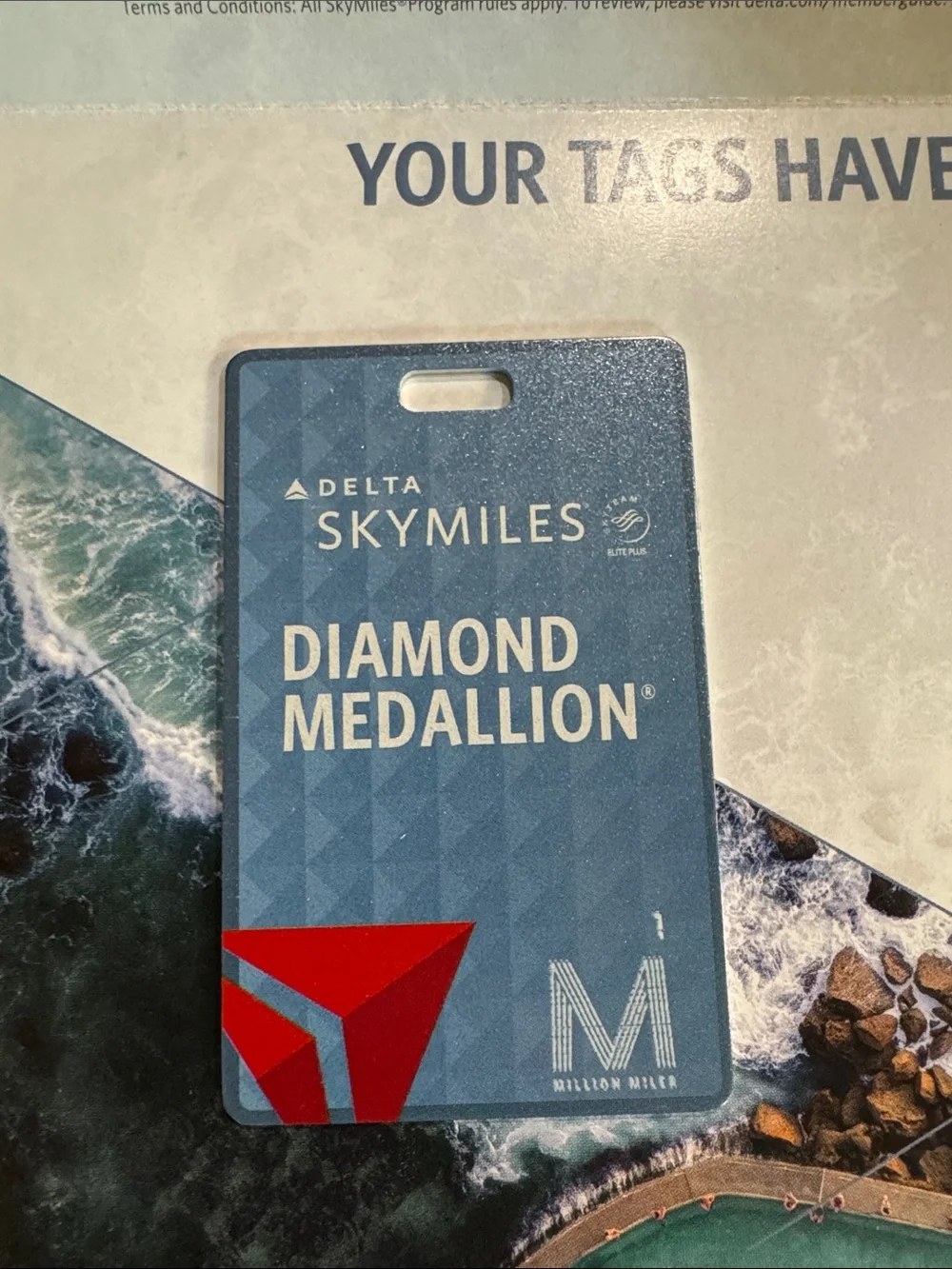 Delta Diamond Medallion SkyMiles Million Miler Metal Luggage Tags x 2 New